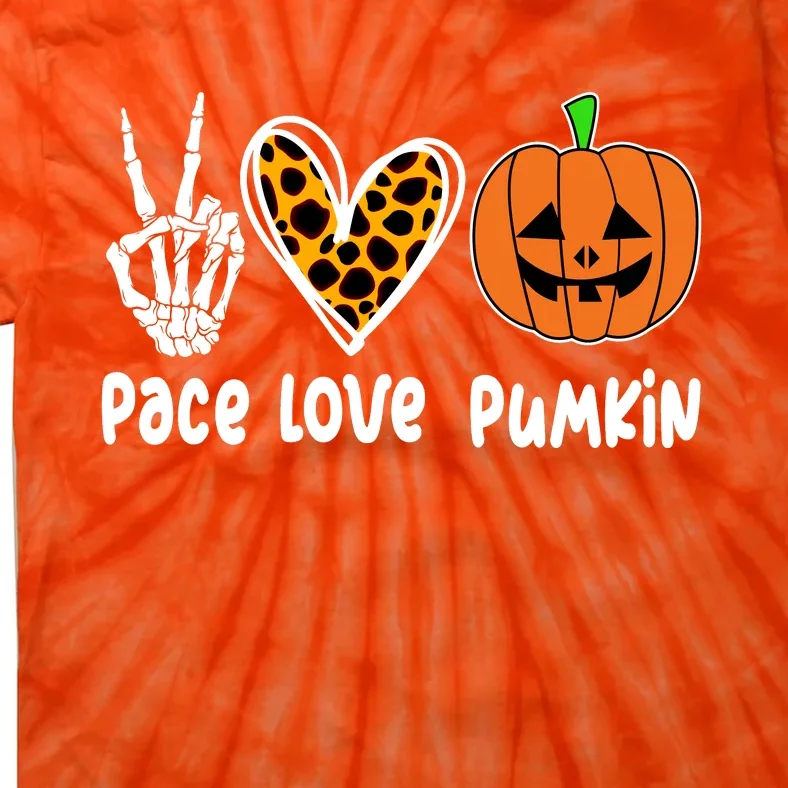 Pace Love Pumkin Halloween Love Heart Skeleton Peace Pumpkins Tie-Dye T-Shirt