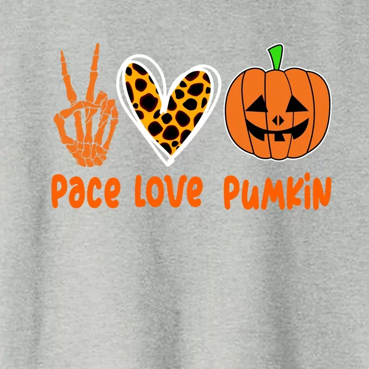 Pace Love Pumkin Halloween Love Heart Skeleton Peace Pumpkins Women's Crop Top Tee