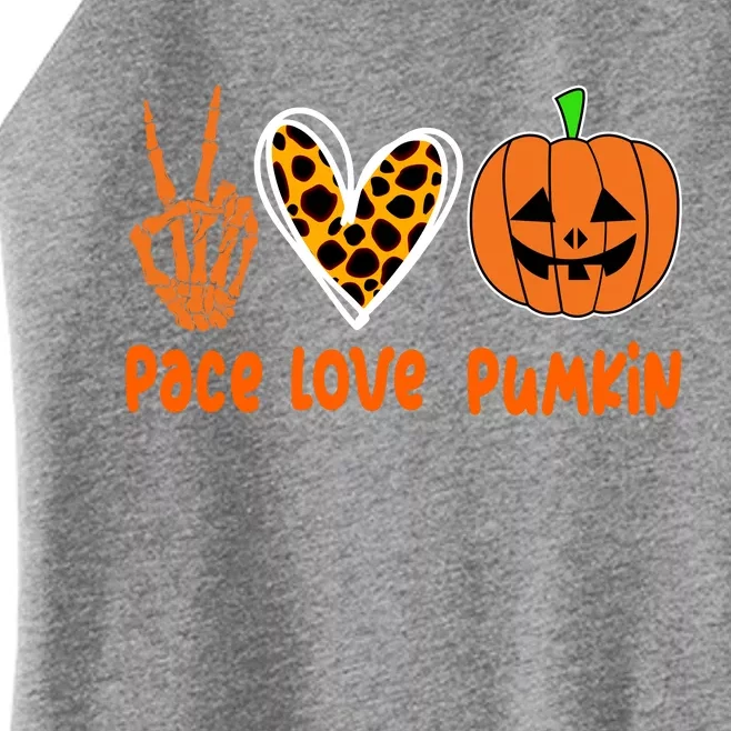 Pace Love Pumkin Halloween Love Heart Skeleton Peace Pumpkins Women’s Perfect Tri Rocker Tank