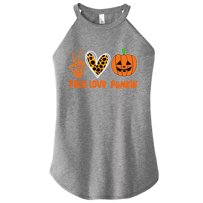 Pace Love Pumkin Halloween Love Heart Skeleton Peace Pumpkins Women’s Perfect Tri Rocker Tank