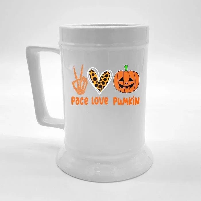 Pace Love Pumkin Halloween Love Heart Skeleton Peace Pumpkins Front & Back Beer Stein