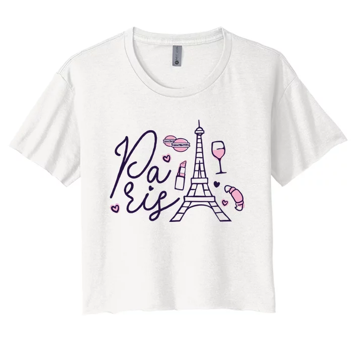 Paris Lettering Women's Crop Top Tee