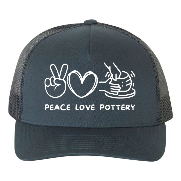 Peace, Love Pottery Retro Pottery Lover Ceramics Artist Yupoong Adult 5-Panel Trucker Hat