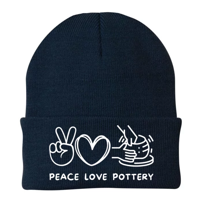 Peace, Love Pottery Retro Pottery Lover Ceramics Artist Knit Cap Winter Beanie