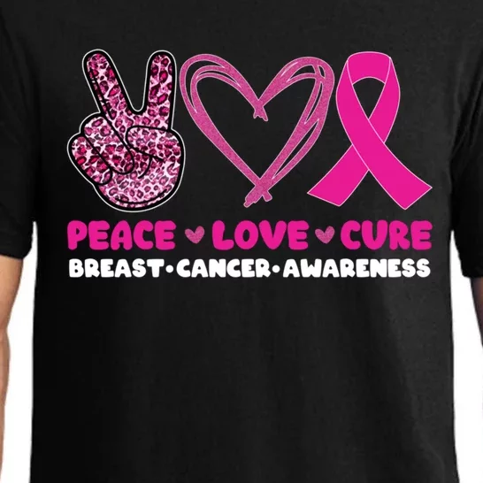 Pink Leopard Peace Love Cure Breast Cancer Awareness Cool Gift Pajama Set