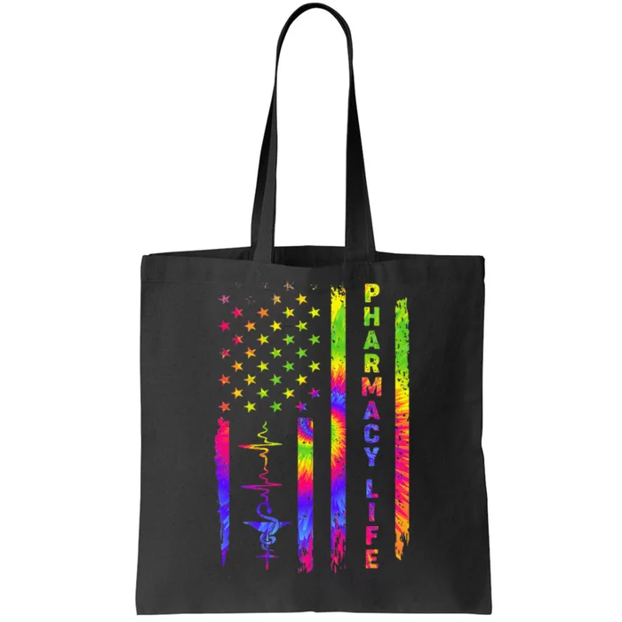 Pharmacy Life Pharmacist American US FLag Tie Dye Tote Bag