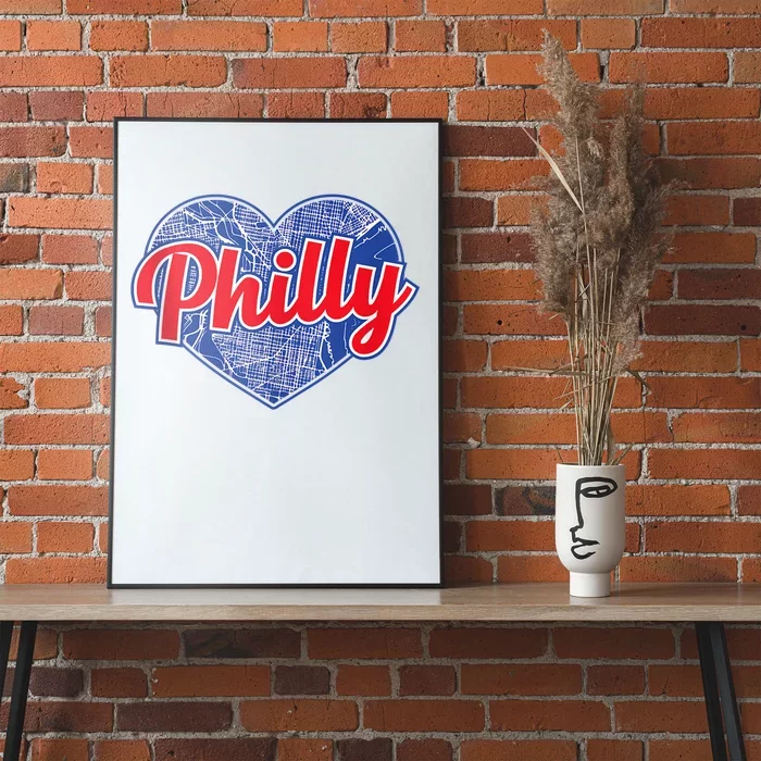 Philadelphia Love Philly Baseball Heart Philadelphia City Map Vintage Phill Poster