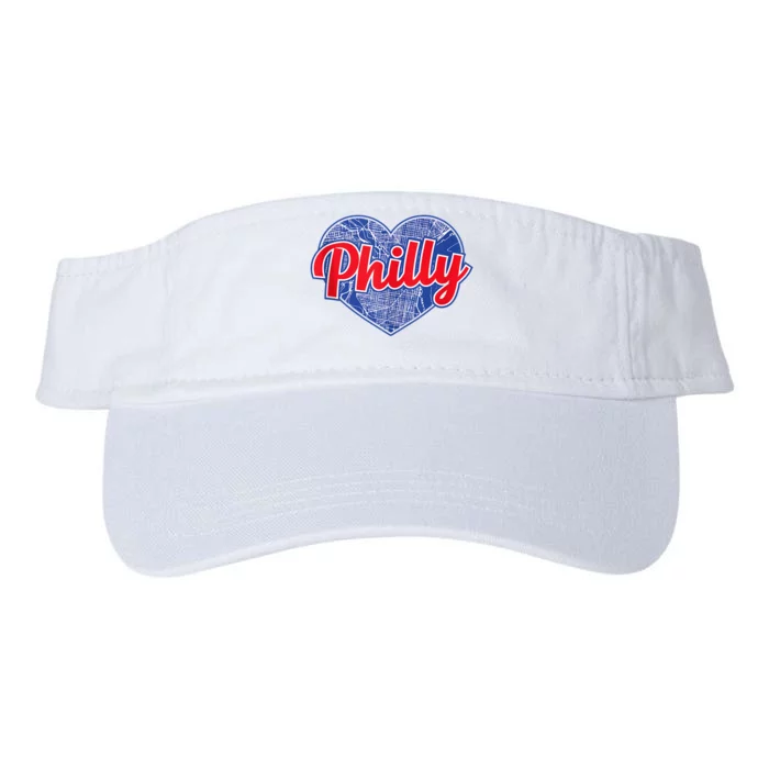 Philadelphia Love Philly Baseball Heart Philadelphia City Map Vintage Phill Valucap Bio-Washed Visor