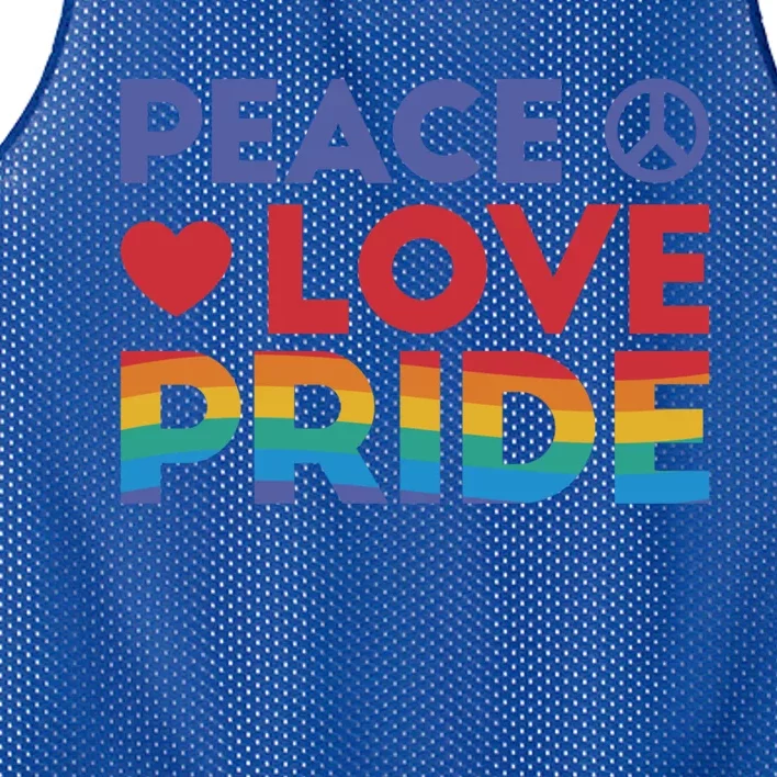 Peace Love Pride Rainbow Heart Retro Style Lgbt Pride Great Gift Mesh Reversible Basketball Jersey Tank