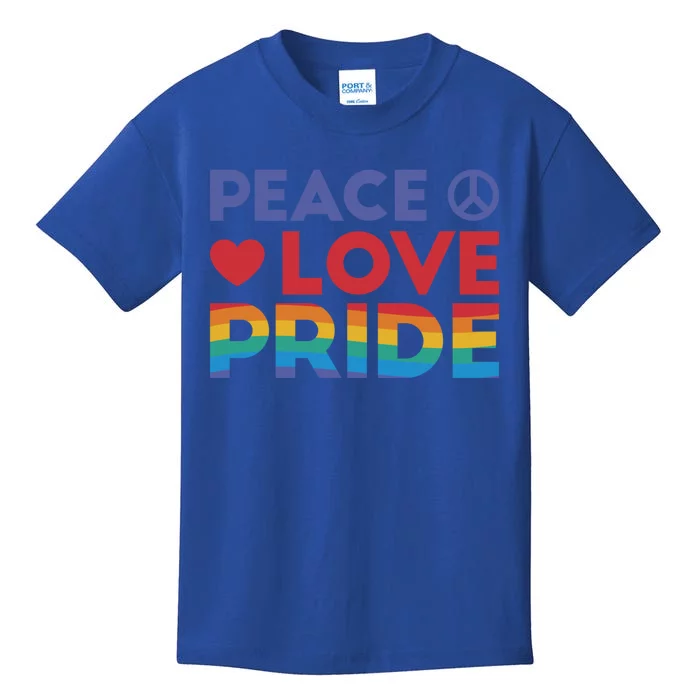 Peace Love Pride Rainbow Heart Retro Style Lgbt Pride Great Gift Kids T-Shirt