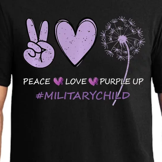 Peace Love Purple Up Military Child Month Dandelion Pajama Set