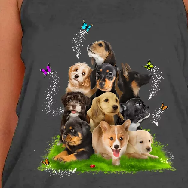 Puppy Lover Puppy Pile Cute Puppy Dog Lover Dog Women's Knotted Racerback Tank