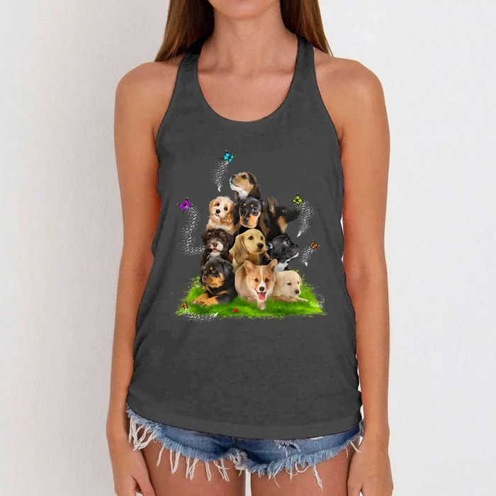 Puppy Lover Puppy Pile Cute Puppy Dog Lover Dog Women's Knotted Racerback Tank