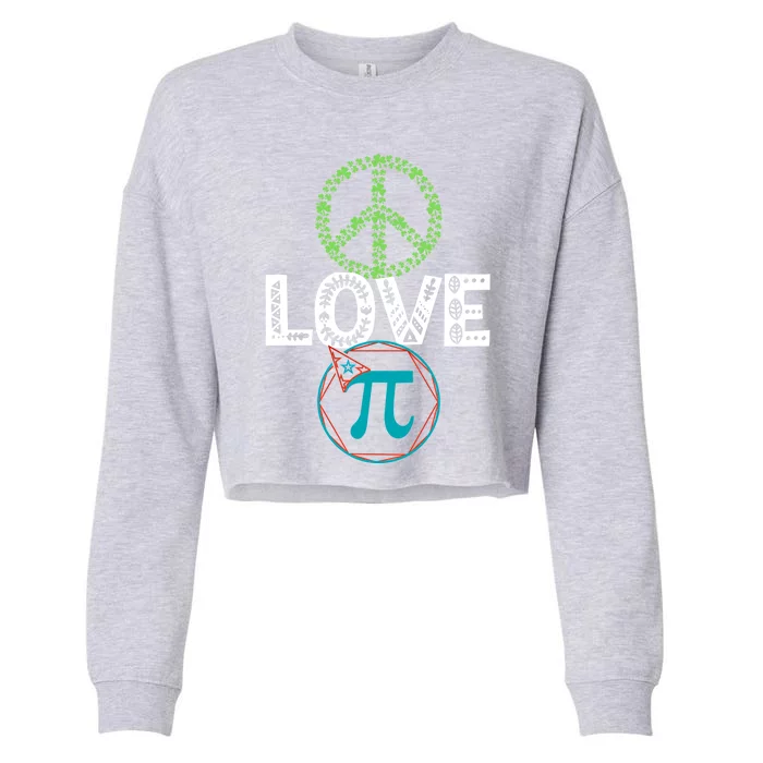 Peace Love Pi Day Outfit Shamrock Lucky And Gift Cropped Pullover Crew