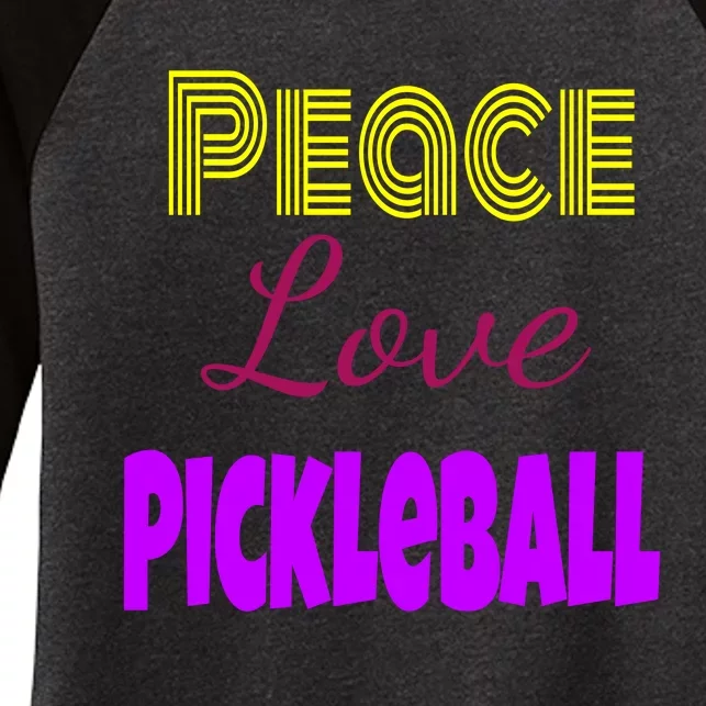 Peace Love Pickleball Women's Tri-Blend 3/4-Sleeve Raglan Shirt