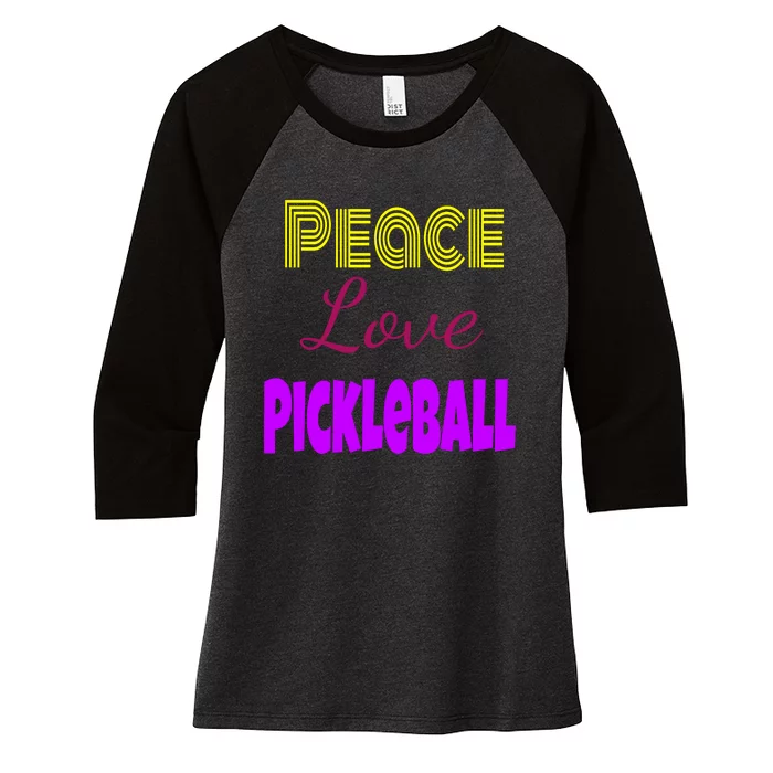 Peace Love Pickleball Women's Tri-Blend 3/4-Sleeve Raglan Shirt