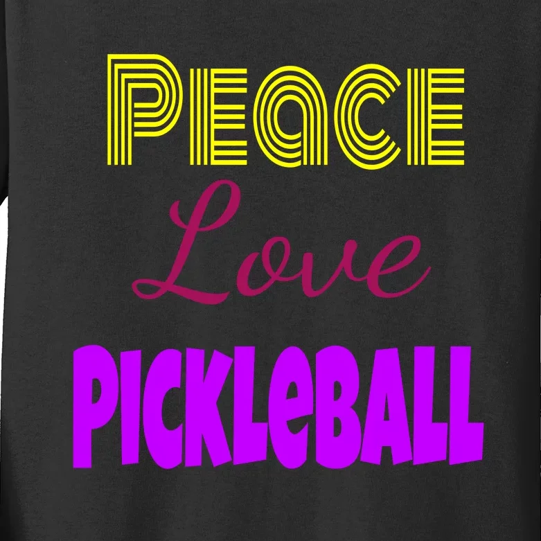 Peace Love Pickleball Kids Long Sleeve Shirt