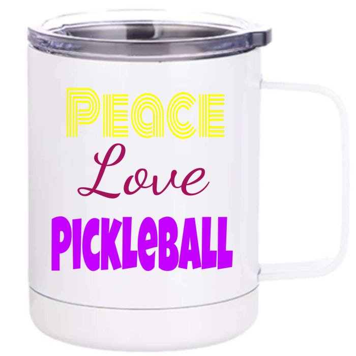 Peace Love Pickleball Front & Back 12oz Stainless Steel Tumbler Cup