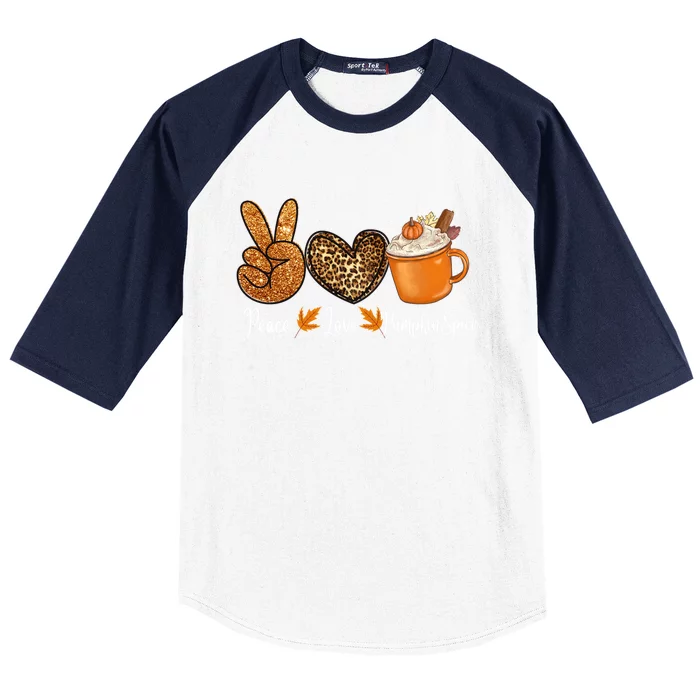 Peace Love Pumpkin Spice Funny Thanksgiving Turkey Family Meaningful Gift Baseball Sleeve Shirt