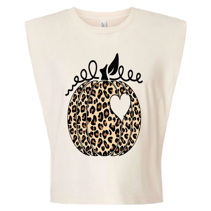 Pumpkin Leopard Print  Cute Thanksgiving Halloween Fall Garment-Dyed Women's Muscle Tee