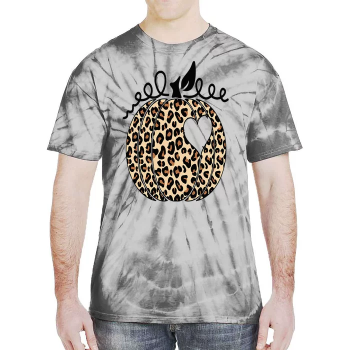 Pumpkin Leopard Print  Cute Thanksgiving Halloween Fall Tie-Dye T-Shirt