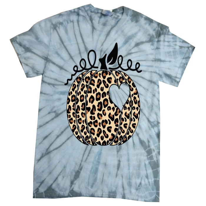 Pumpkin Leopard Print  Cute Thanksgiving Halloween Fall Tie-Dye T-Shirt