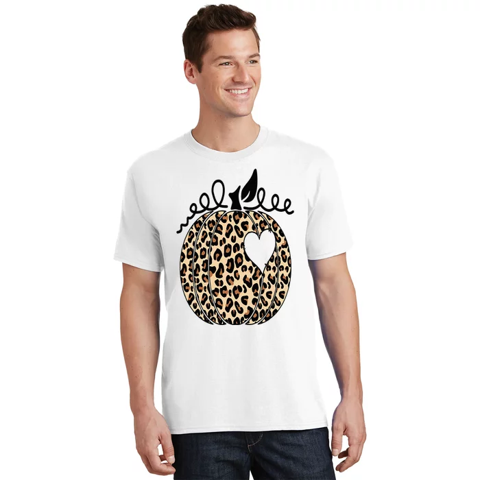 Pumpkin Leopard Print  Cute Thanksgiving Halloween Fall T-Shirt