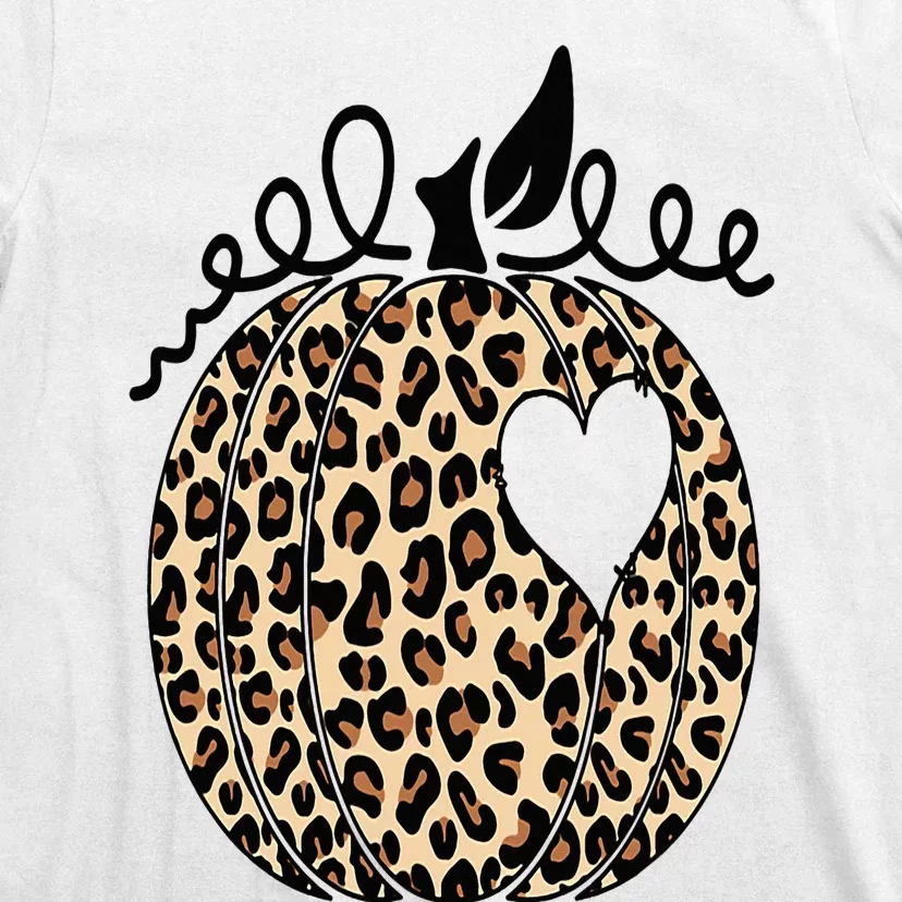 Pumpkin Leopard Print  Cute Thanksgiving Halloween Fall T-Shirt