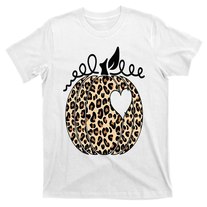 Pumpkin Leopard Print  Cute Thanksgiving Halloween Fall T-Shirt