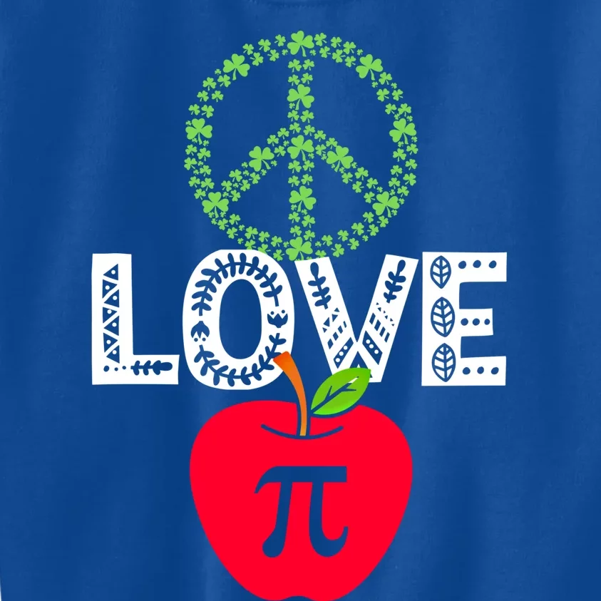 Peace Love Pi Day Outfit Shamrock Lucky Teachers And Students Funny Gift Kids Sweatshirt