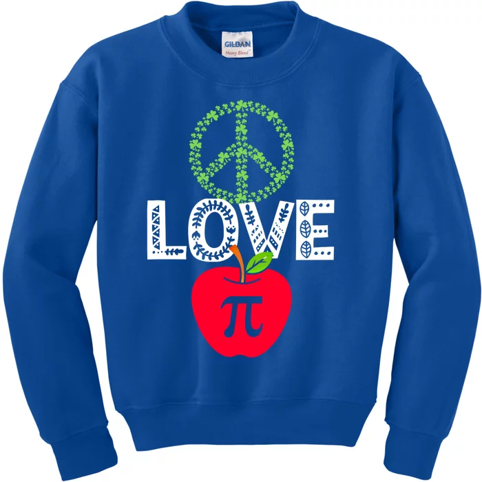 Peace Love Pi Day Outfit Shamrock Lucky Teachers And Students Funny Gift Kids Sweatshirt