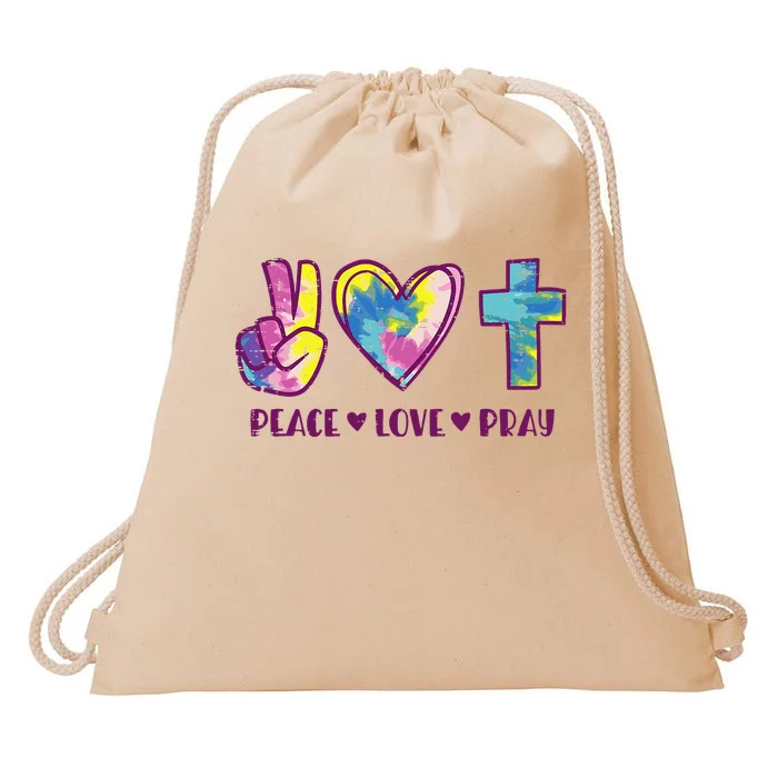 Peace Love Pray God Jesus Christian Hippie Men Women Kids Drawstring Bag