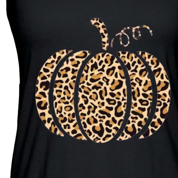 Pumpkin Leopard Print Cheetah Fall Graphic Thanksgiving Ladies Essential Flowy Tank