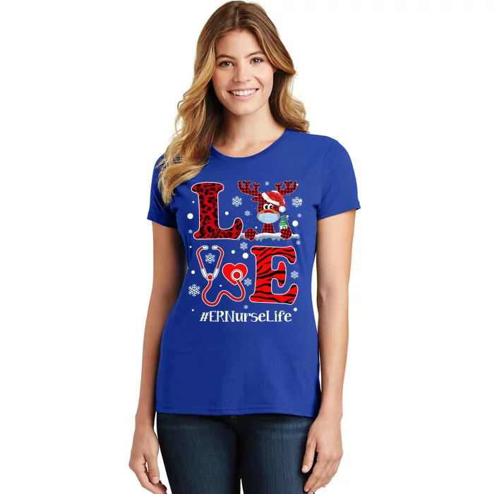 Ph Love Plaid Leopard Christmas Er Nurse Reindeer Great Gift Women's T-Shirt