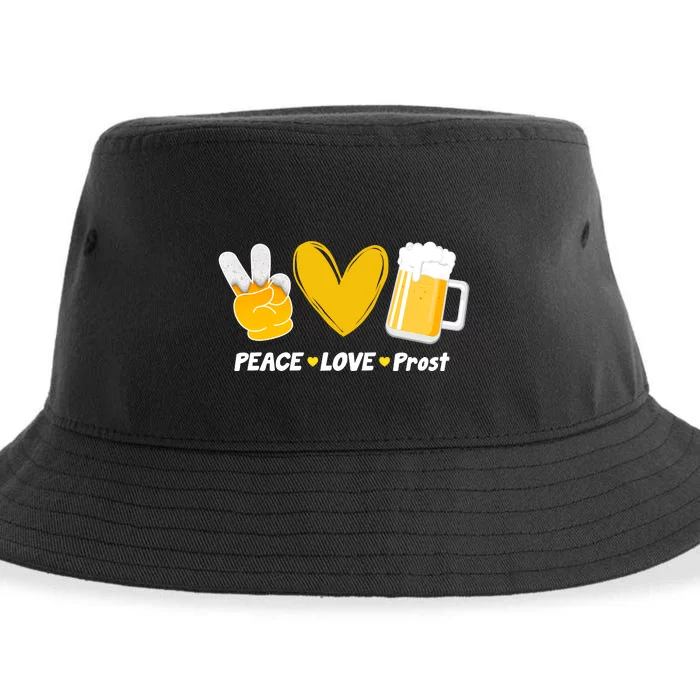 Peace Love Prost Beer Oktoberfest Sustainable Bucket Hat