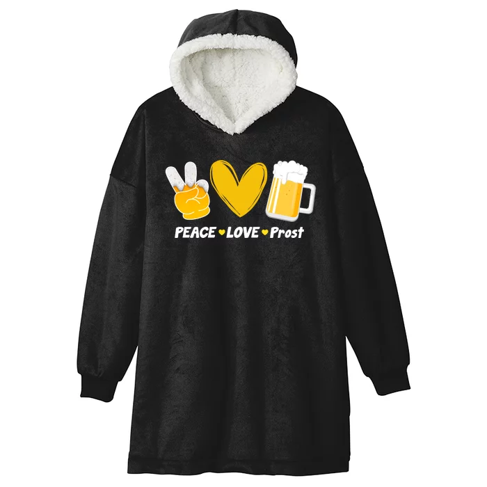 Peace Love Prost Beer Oktoberfest Hooded Wearable Blanket