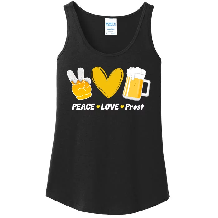 Peace Love Prost Beer Oktoberfest Ladies Essential Tank