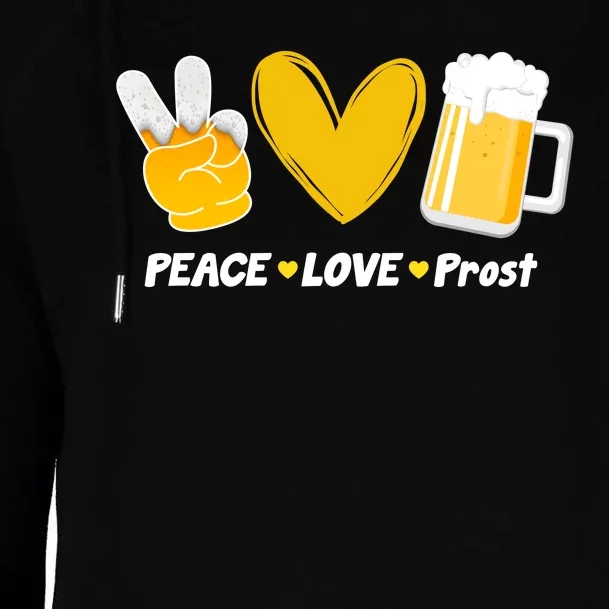 Peace Love Prost Beer Oktoberfest Womens Funnel Neck Pullover Hood