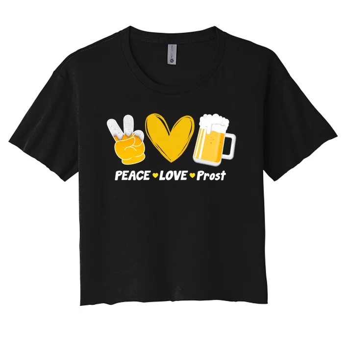 Peace Love Prost Beer Oktoberfest Women's Crop Top Tee