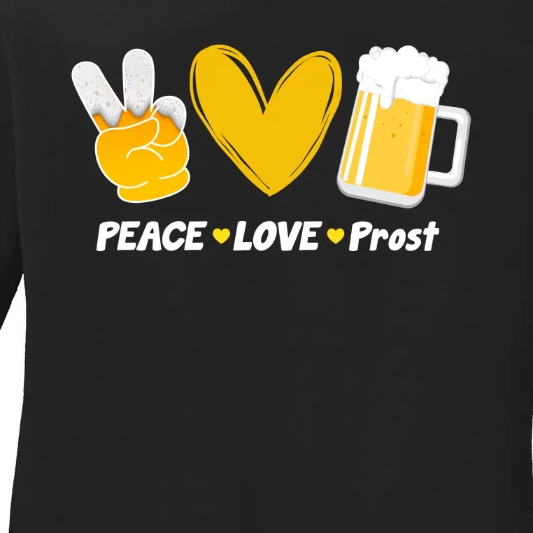 Peace Love Prost Beer Oktoberfest Ladies Long Sleeve Shirt