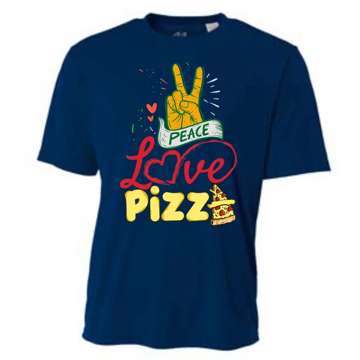 Peace Love Pizza Funny Pizza Gifts Cooling Performance Crew T-Shirt