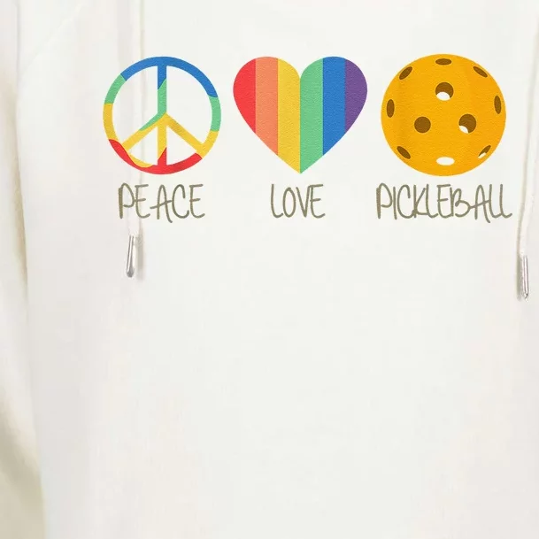 Peace Love Pickleball Funny Pickleball Paddle Player Womens Funnel Neck Pullover Hood