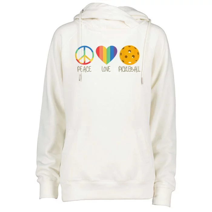 Peace Love Pickleball Funny Pickleball Paddle Player Womens Funnel Neck Pullover Hood