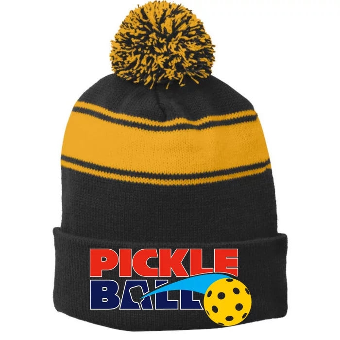 Pickleball League Stripe Pom Pom Beanie