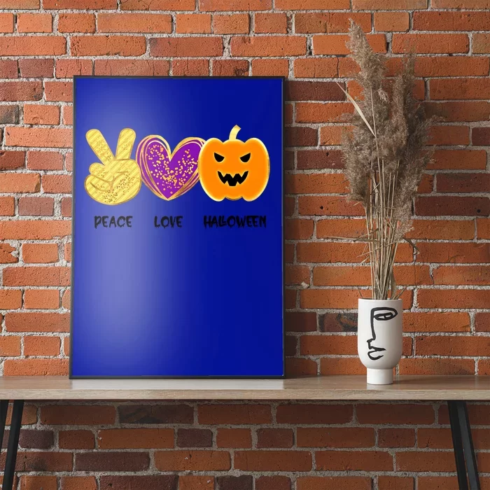 Peace Love Pumpkin Funny Halloween Peace Sign Cute Gift Poster