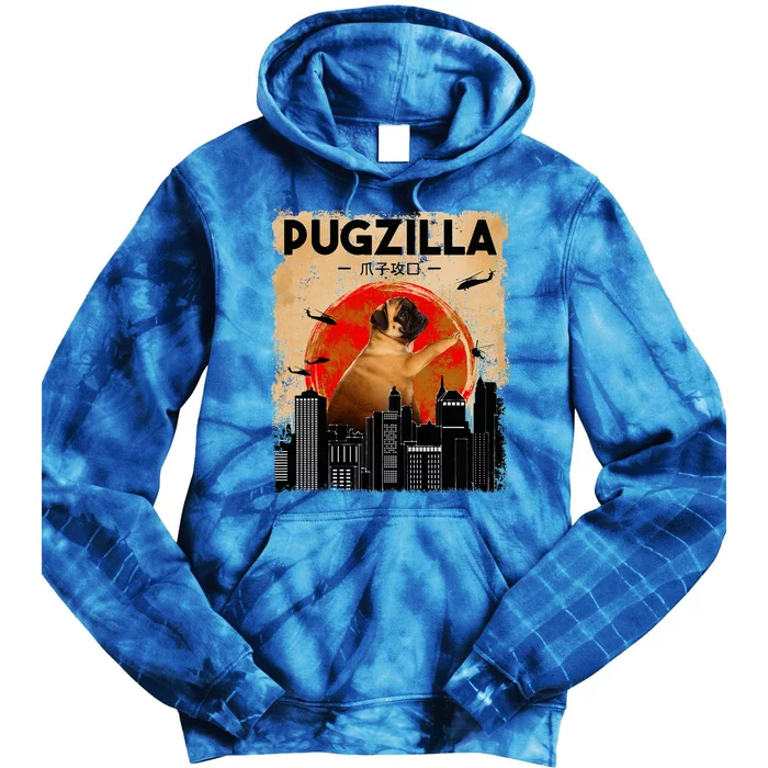 Pug Lover Pugzilla Funny Pug Funny Dog Pug Art Pug Tie Dye Hoodie