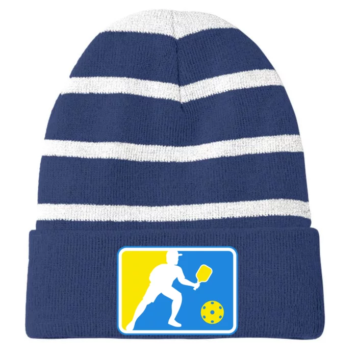 Pickleball Logo Striped Beanie with Solid Band