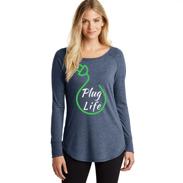 Plug Life, Proud S EV Owner, Drive EVs Funny Electric Car Women's Perfect Tri Tunic Long Sleeve Shirt