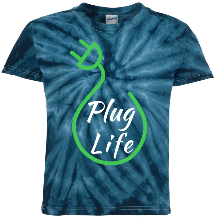 Plug Life, Proud S EV Owner, Drive EVs Funny Electric Car Kids Tie-Dye T-Shirt