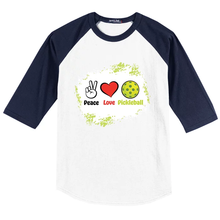 Peace Love Pickleball Funny Pickleball Gift Baseball Sleeve Shirt